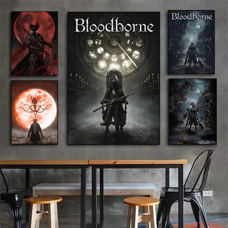 Dark Hunter B-Bloodborne Game Poster HD art самоклеящаяся водонепроницаемая стена для дома, гостиной, спальни, бара, эстетическое украшение