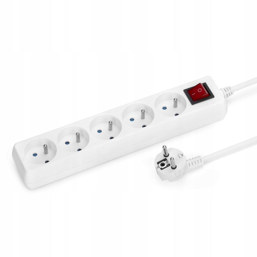 Montis extension strip 3 m 5 sockets white 20IP 16A 230V