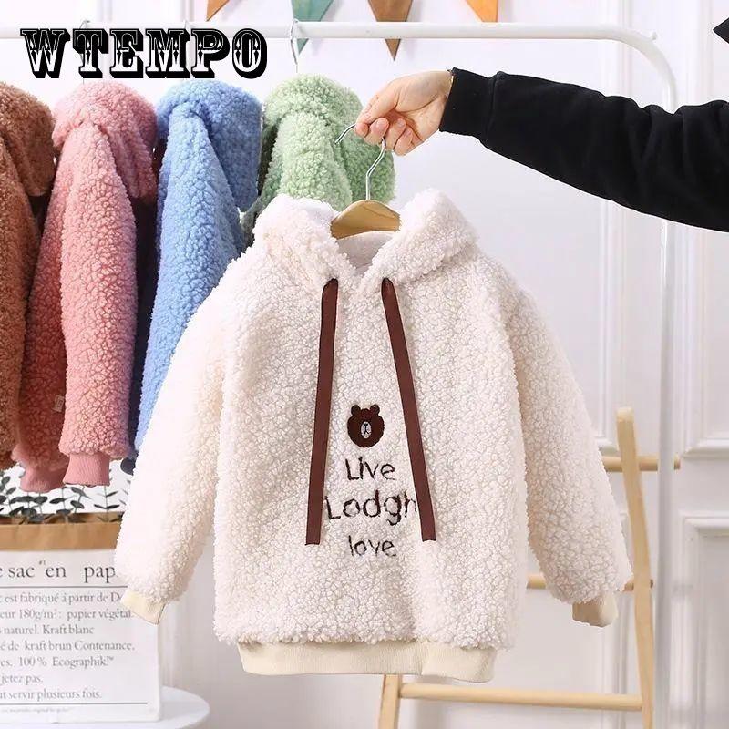Бархатная толстовка с капюшоном для девочек, модная, утолщенная, теплая, повседневная, с капюшоном, детская кофта