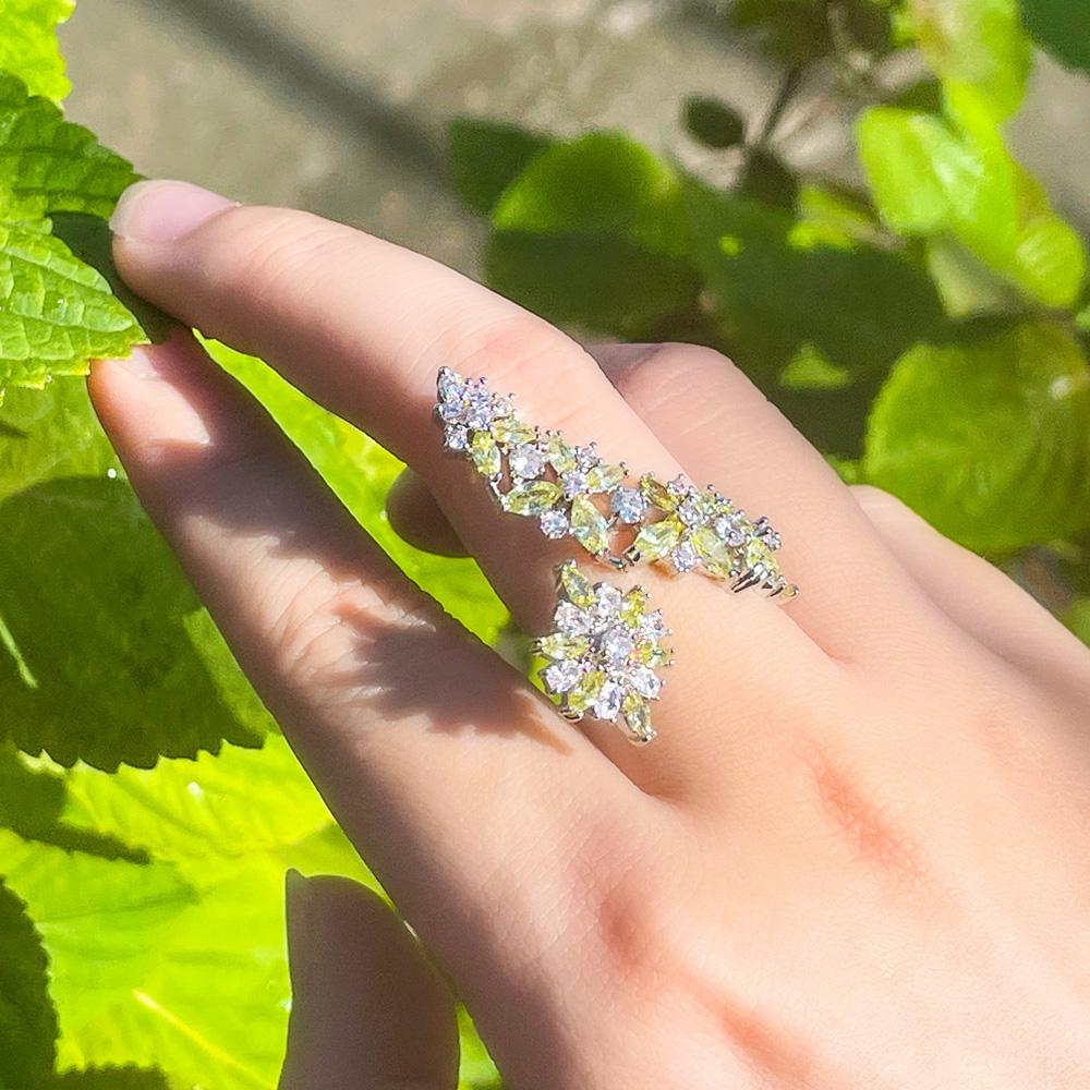 Ювелирные изделия CMM, блестящие кольца с кубическим цирконием, регулируемые цветочные кольца на большие пальцы для женщин