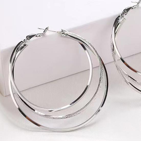 1 Pair Women Earrings Multi-layer Exaggerated Shiny High Polished Temperament Ear Decoration Jewelry Round Large Hoop Earrings Women Gift
