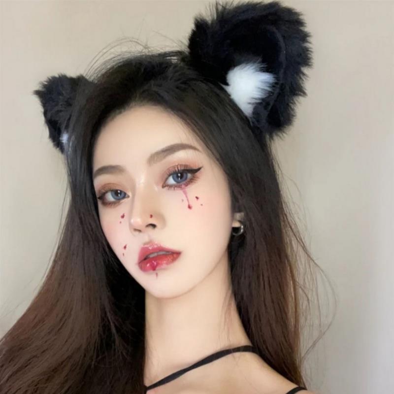 Cute Cat Fox Fur Ear Hair Hoops Night Hairband Headbands Hair Cat Ear Hair Band