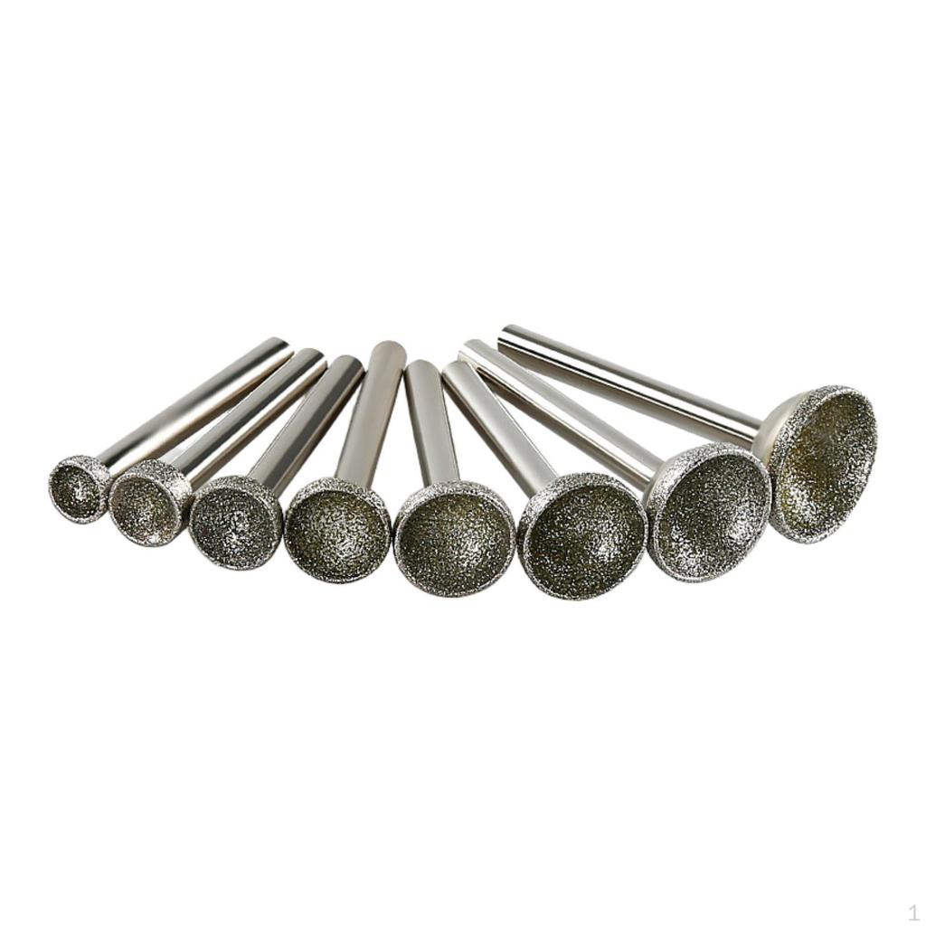 8 Pieces Grinding Burr Bit Set 10-25mm Rotary 0.24" Shank for Tools Glass Polishing