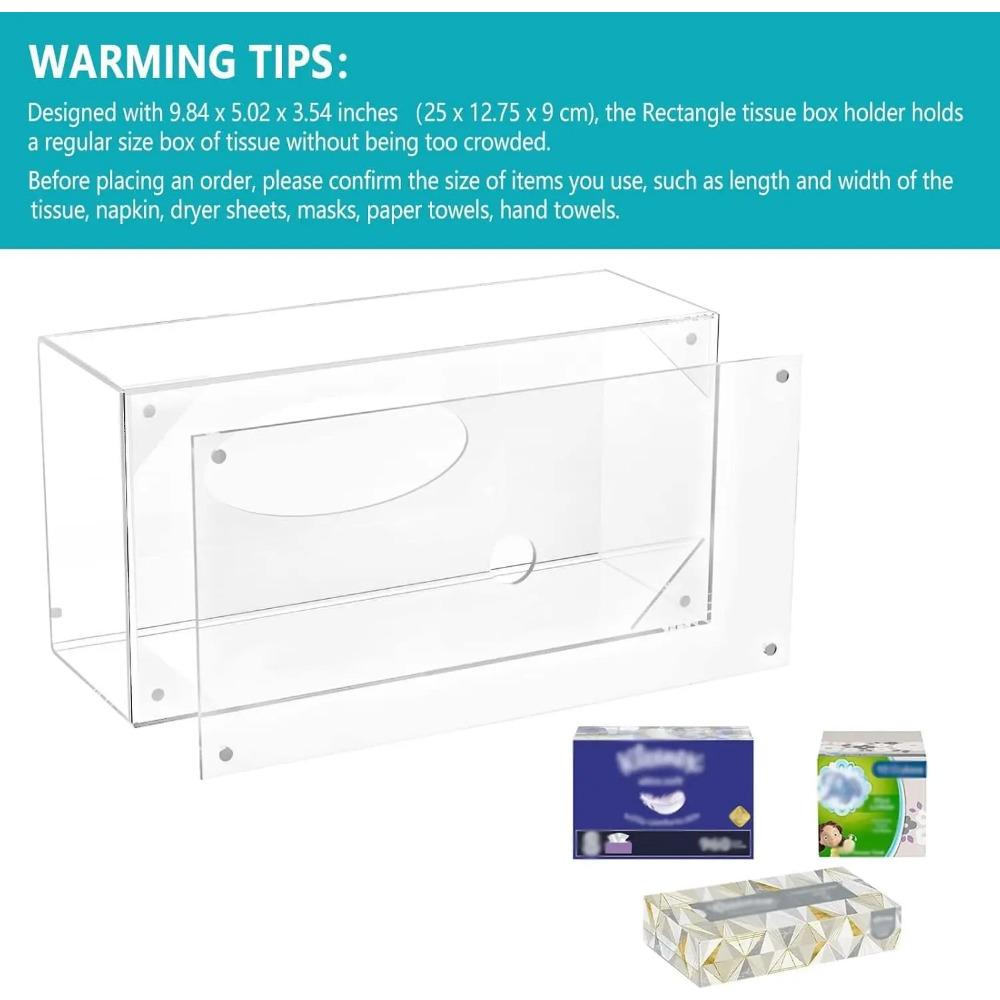 Акриловые чехлы для коробок с салфетками с магнитным основанием, органайзеры для сушилок и масок для ванной комнаты, офиса, автомобиля - белые прямоугольные