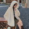 Lamb Wool Coat Women's Winter Thickened Hooded New Imitation Rabbit Fur Plush Light Padded Fur