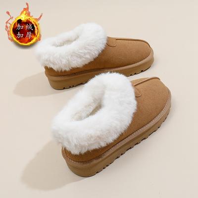 Зимние ботинки женские 2024 года, новые женские зимние утепленные короткие ботинки на платформе с начесом, хлопковая обувь BRU1082