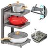 Mellbo Frying Pan Stand, Storage, Frying Pan Holder, Under-Sink, Adjustable Height, Carbon Steel, 3 Tiers, 43*28*23cm, Gray
