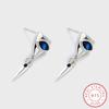Creative Irregular Shape S925 Silver Earring for Women's Simple Blue Zircon Earrings Jewelry Anniversary Gift Sterling Silver Jewelry
