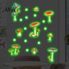 Fantasy Mushroom Decor for Bedroom Glow in The Dark Wall Sticker, Watercolor Woodland Versatile Bathroom Glass Decal Girls Bedroom, Nursery,