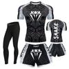 Mens Boxing Training Set Quick Dry Compression Top Shorts MMA Muay Thai Gym Workout