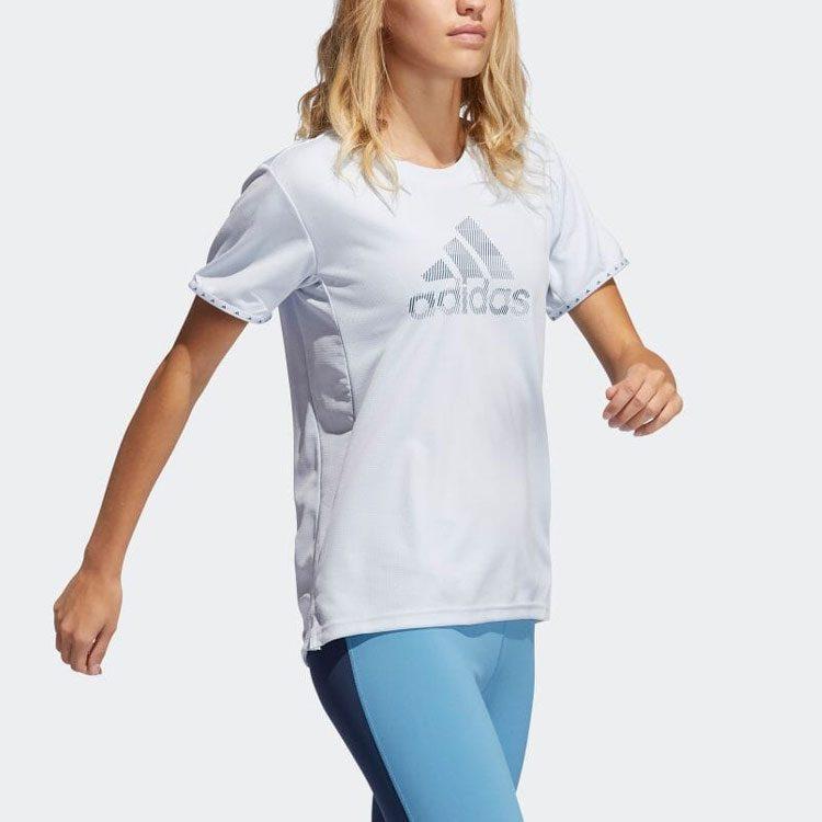 Adidas T Shirts Women's White Crew Neck Moderate Straight Fit GQ9413