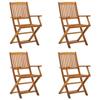 VidaXL Folding Outdoor Chairs Set of 4 Solid Acacia Wood 46338