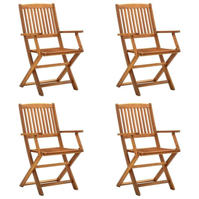 VidaXL Chaises pliables d'extérieur lot de 4 Bois d'acacia solide 46338