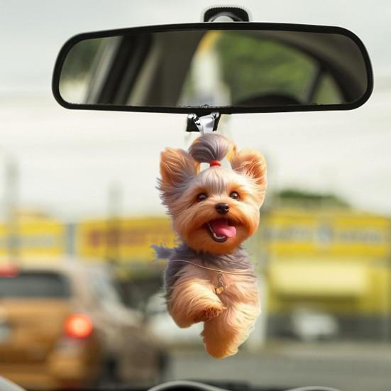 Подвесное украшение, креативный 2D акриловый плоский мультяшный кулон в виде собаки с ремешком, легко подвешиваемый брелок, автомобильный аксессуар