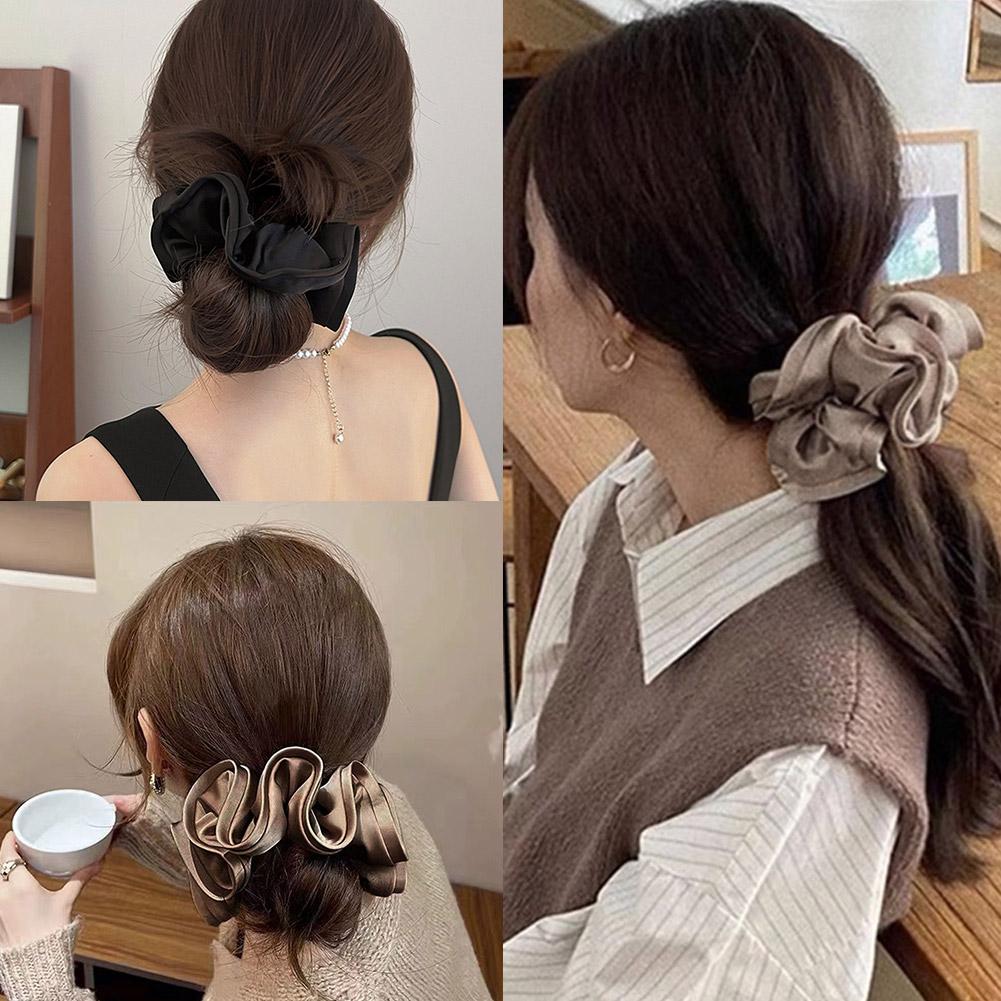 Резинка для волос с атласным хвостиком, элегантная, для толстой кишки, прочная, эластичная, высокая резинка для волос Ha I1M1