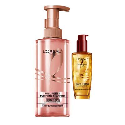 Набор: Укрепляющий и разглаживающий шампунь L'Oréal с экстраординарным маслом для волос