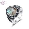 Кольцо в стиле ретро с натуральным лабрадоритом S925 из стерлингового серебра с тигровым глазом для женщин, подарок на помолвку, свадьбу