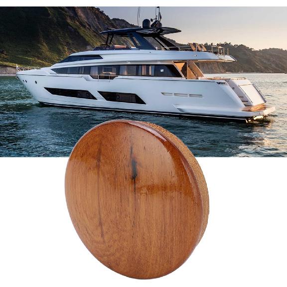 Qiilu Boat Steering Wheel Center Cap Marine Steering Wheel Center Cap 63.5mm/2.5in Teak Wood Gloss Finish for Yachts Boats