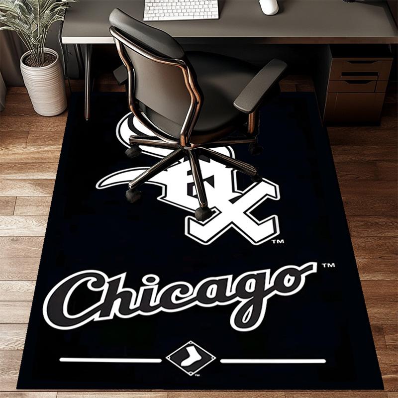 White Chicago Design Floor Mat for Living Room, Game Rooms, Office, Bedroom, Office Floor Mat Playful Design, Christmas fan gifts