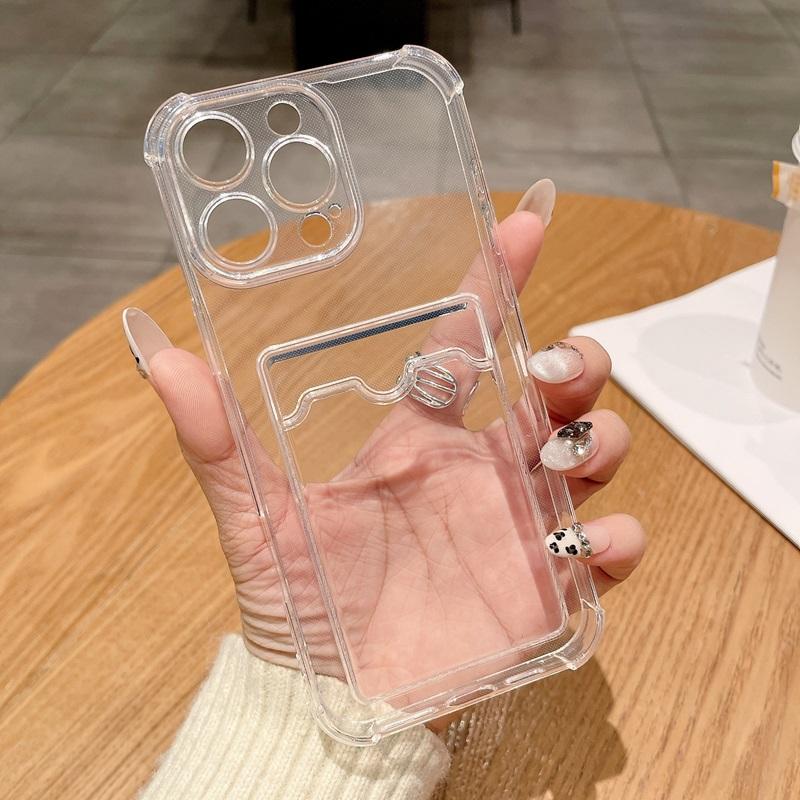 Прозрачный чехол-портмоне с отделением для карт для iPhone 17 16 15 14 13 12 11 Pro Max X XR 7 8 Plus. Противоударный мягкий чехол-кошелек.