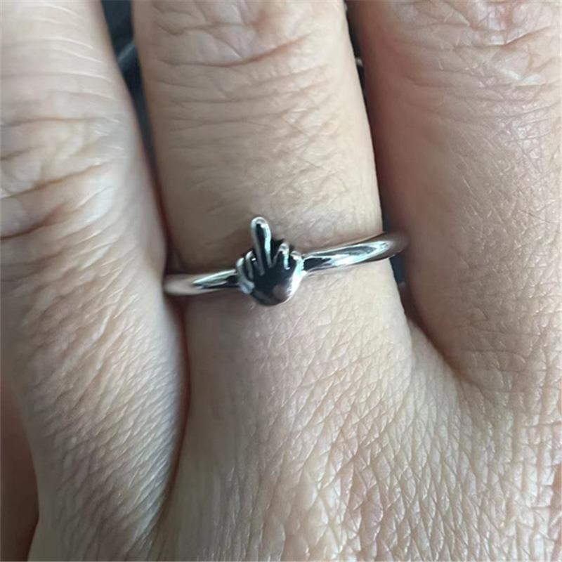 Личность Fxxk You Logo Модель среднего пальца Кольца Унисекс Регулируемое открывающееся кольцо Ювелирные аксессуары Подарки на Хэллоуин