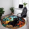 1pc Pumpkin Cat Office Round Area Rug, Under Office Chairs Bedroom Living Room Home Decor, Room Deco, Available in Various Sizes