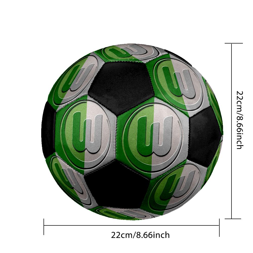 VfL Wolfsburg Indoor Soccer Ball Colorful Machine Stitched PVC Size 5 Team Training Competition Ready Durable High-Bounce Cool Sports Gift
