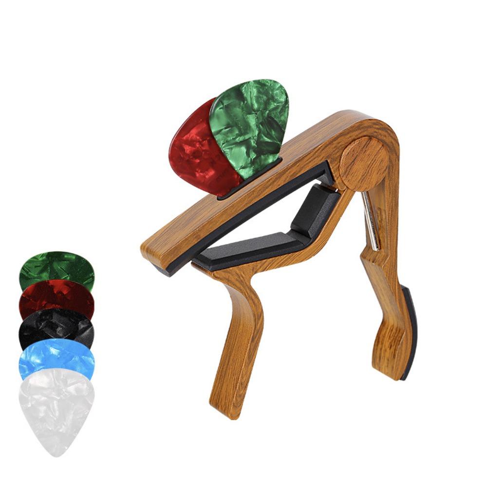 Stable Rubber Padded Guitar Capo Aluminum Zinc Zinc Alloy Violin Tune Change Clamp Guitar Pick Holder Banjo