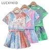 Girls Summer T-Shirt and Skirt Shorts Sets Teens Children's Clothing 2 Pcs Sportswear Suit Clothes