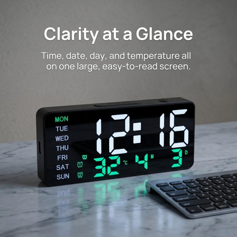 Dual Alarm Electronic Clock Multifunctional Date Week Display Timer LED Digital Clock Study Room