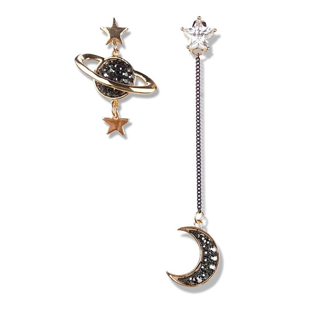 Asymmetrical Star Moon Earrings Women Fashion Korean Temperament Ear Jewelry