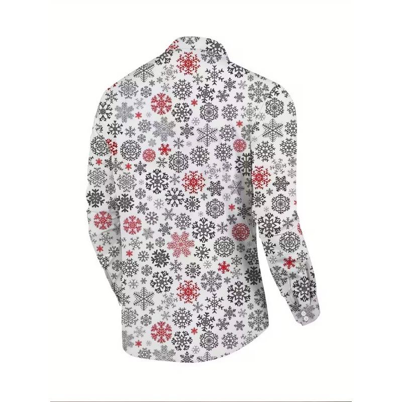 Men's Long Sleeve 3D Digital Print Christmas Shirts Casual Tops for Autumn and Winter
