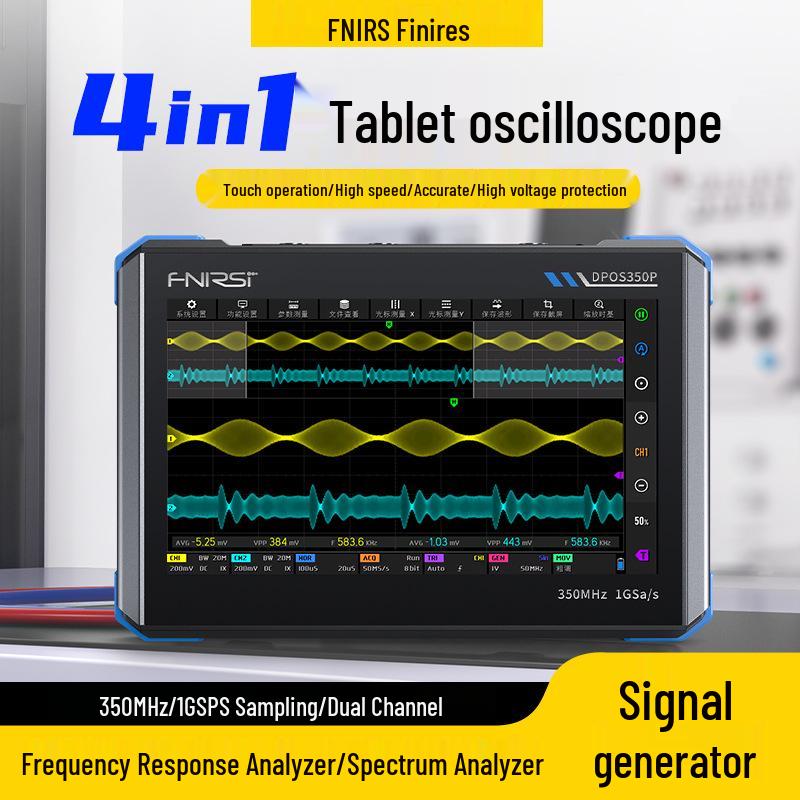 FNIRSI DPOS350P 4-в-1 350M Планшет: Осциллограф, Генератор сигналов, Анализатор спектра, Частотомер