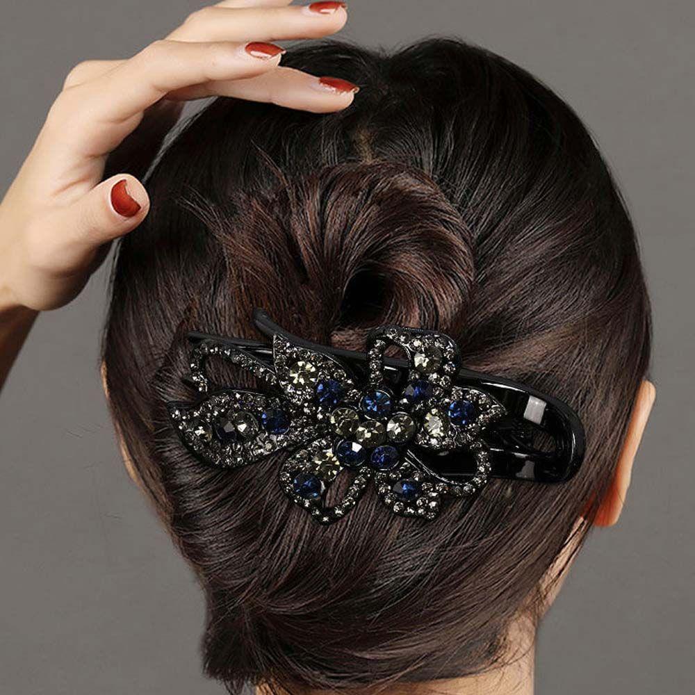 Заколка для волос в стиле ретро с цветком и кристаллами и стразами, женская заколка для волос, зажимы в виде утконоса, заколка для волос в корейском стиле