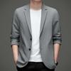 Новый однотонный повседневный мужской пиджак простой модный эластичный легкий костюм без глажки красивый маленький костюм
