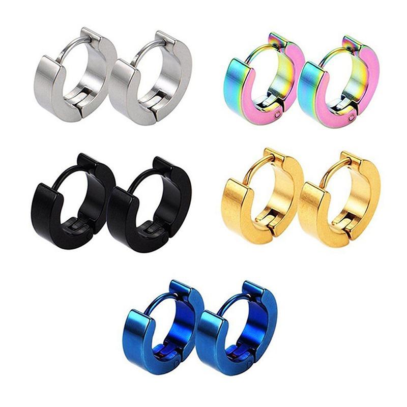 Classic Punk Stainless Steel Ear Clip Black No Pierced Fake Ear Circle Simple All-Match Fashion Pop Garment Accessories