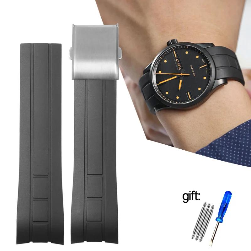 Arc Mouth Rubber Watch Band For Citizen Air Eagle / Mido Helmsman M005 Sao Orange Men's Black Blue Watch Strap 23mm 22mm