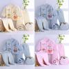 5PCS Newborn Baby Boy Girl Cartoon Long Sleeve Tops+Hat+Pants +Bib Outfits Set