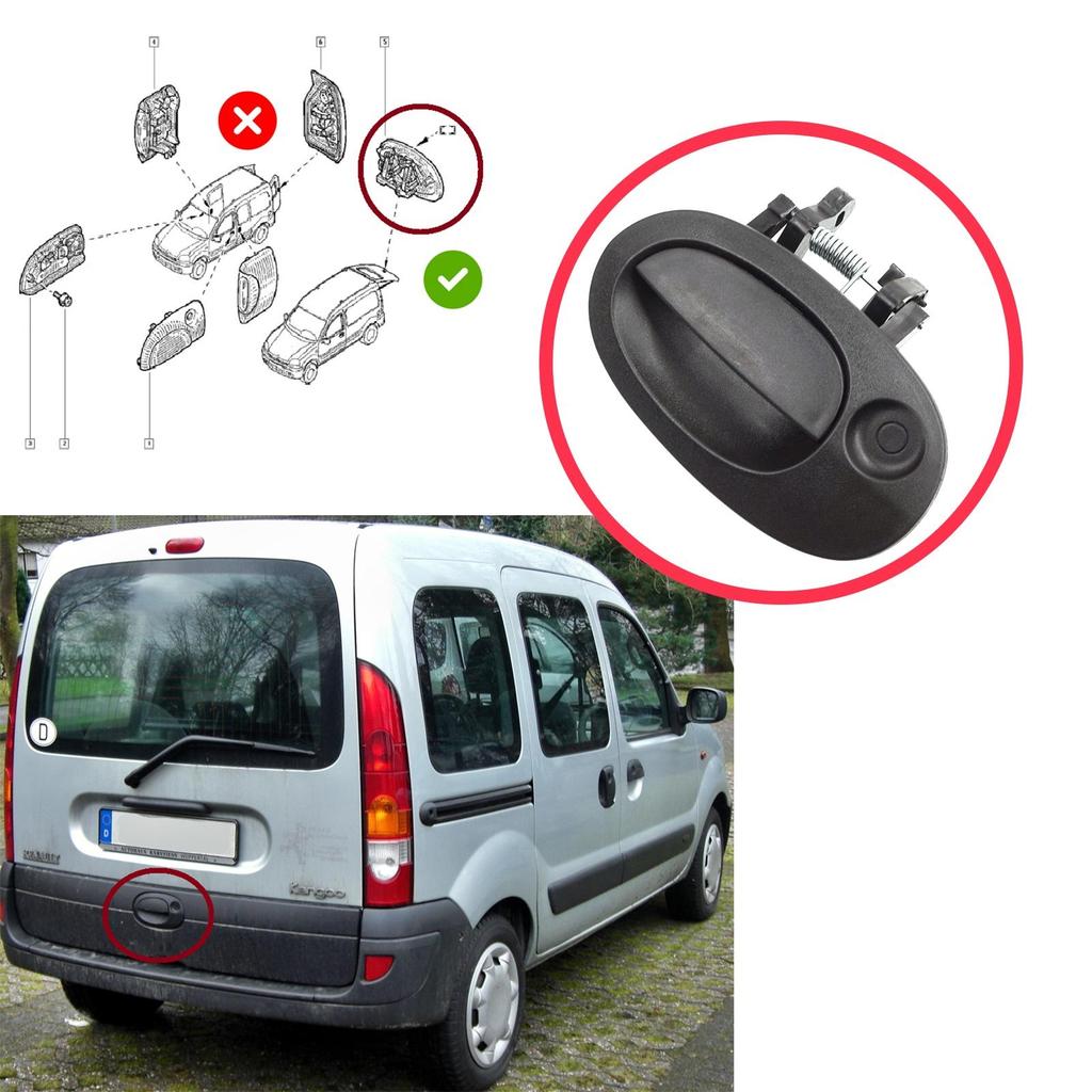 BDP1557 Задняя дверь багажника Наружная ручка открывания двери Черная для Renault Kangoo KC Express FC Nissan Kubistar MK1 X76 8200153666