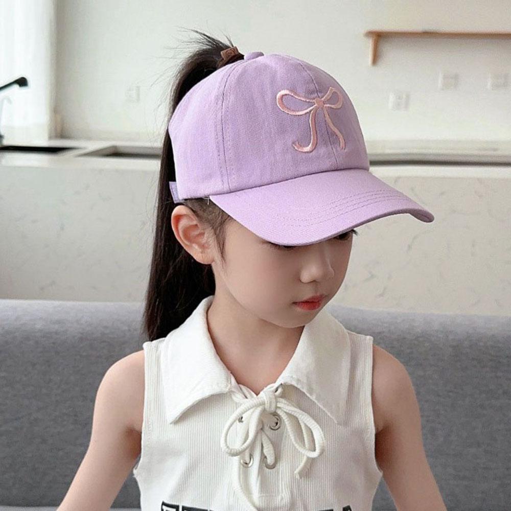 Summer Kids Baseball Caps Girls Hollow Top High Ponytail Caps UV Protection Sun Hat Children Peaked Cap Adjustable Visor Cap