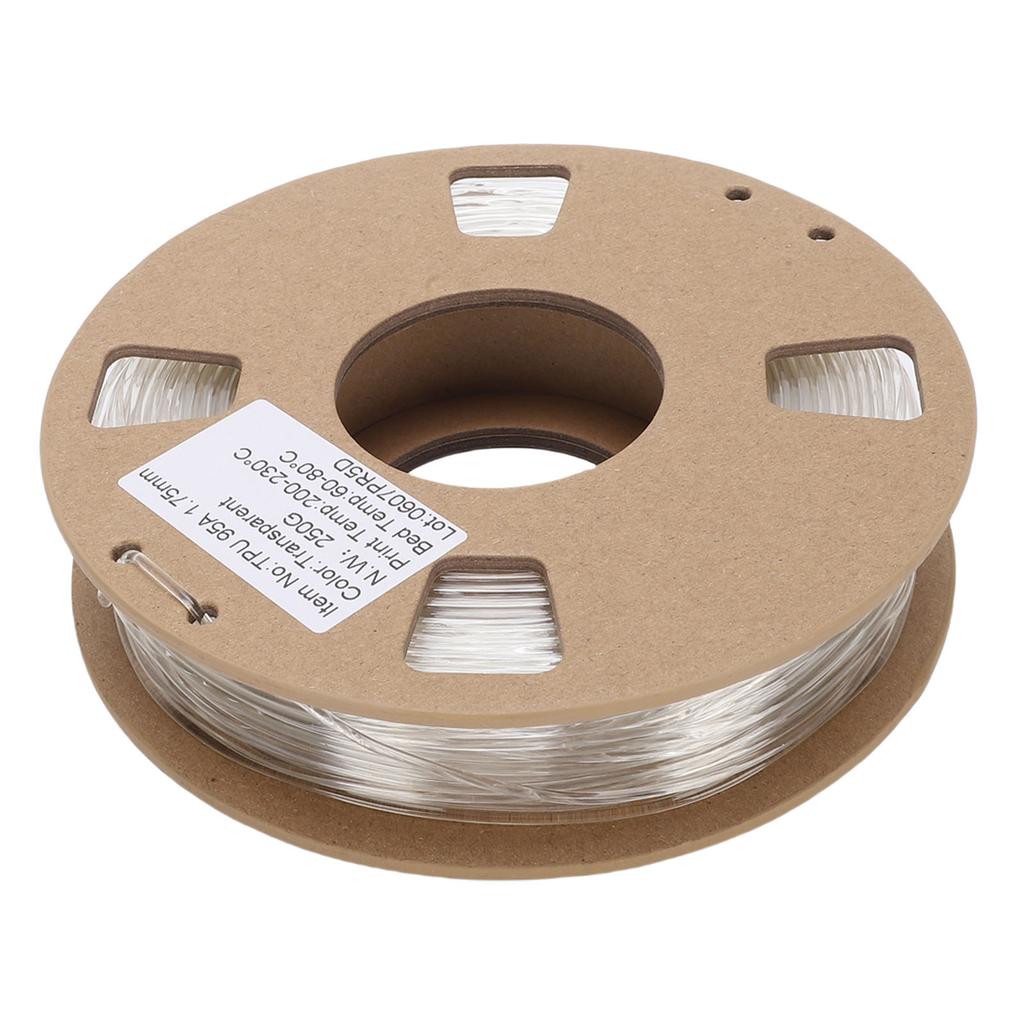 Нить ТПУ 1,75 мм 95А 250 г Высокая эластичность Гибкая нить для 3D-принтера для большинства 3D-принтеров Прозрачная