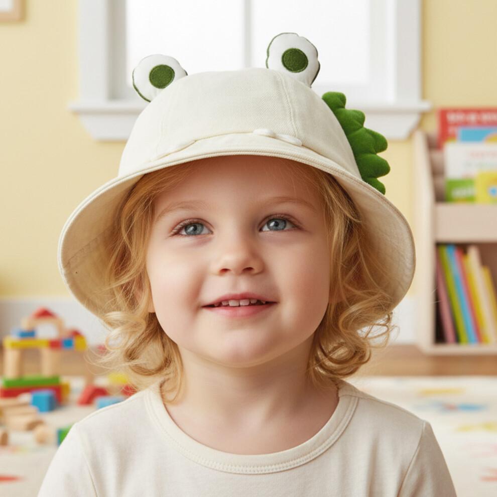 (One Size, Beige) Women Frog Bucket Hat, Cute Cartoon Wide Brim Sun Hat Lightweight Summer Cap