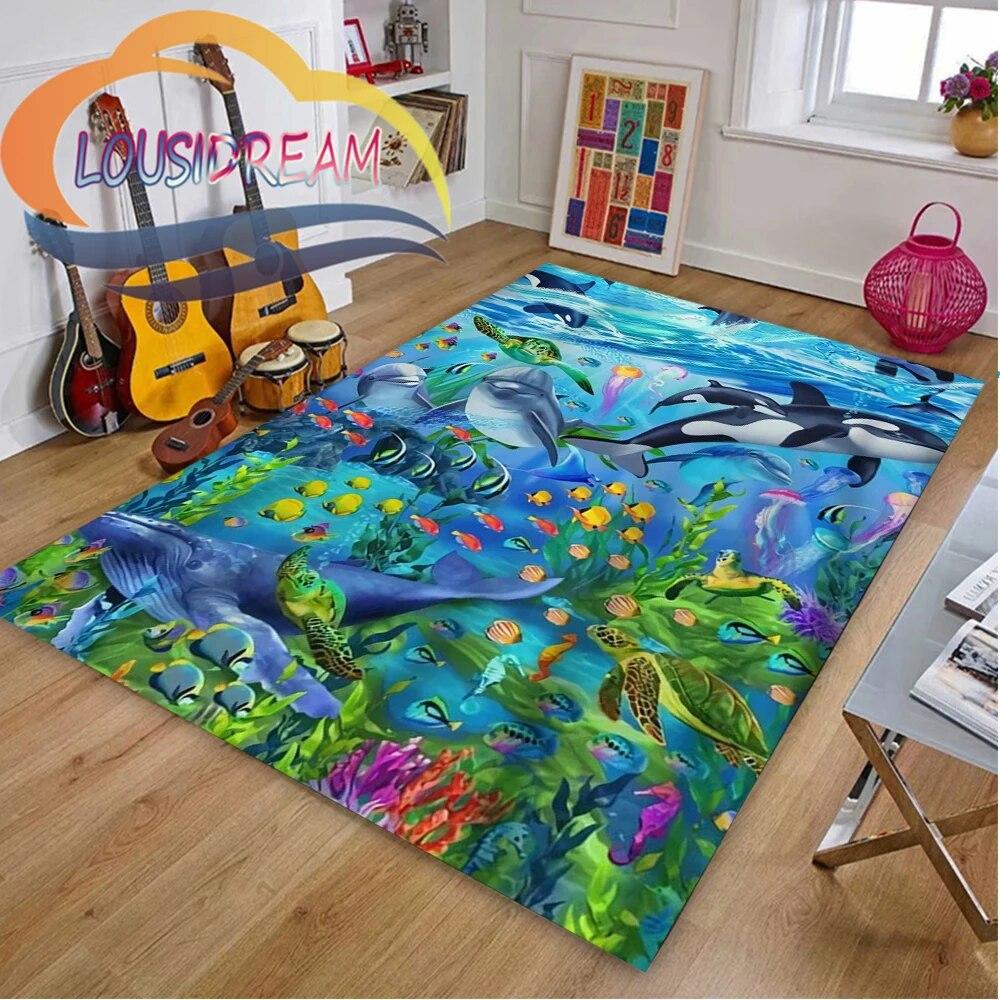 Ковер из мира морских животных Delphinidae, океанические дельфины, гостиная, спальня, большая площадь, мягкий 3D модный декоративный коврик