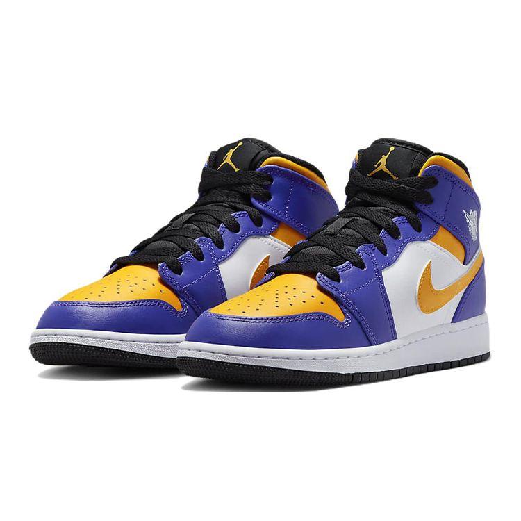 Детские кроссовки Air Jordan 1 Mid GS Lakers Purple Dark-Concord White DQ8423-517