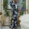 RAVIR Yukata Navy Blue with a Lovely White Daisy Blooming Japanese Fluffy Obi and Geta Free Size Women's 3-Piece Set, Design, Kimono, Belt, Sandals,