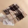 Winter New Plaid Scarf Printed Tassel Imitation Cashmere Scarf Fashionable Sweet Shawl Mid Length Thick Warm Scarf