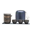 Travel tea set set bag, outdoor express cup, purple sand ceramic, a pot of six cups, heating color-changing business gifts