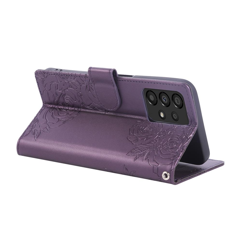 Чехол для Samsung Galaxy A33 5G с кошельком из ПУ кожи с рисунком розы и 3 слотами для карт