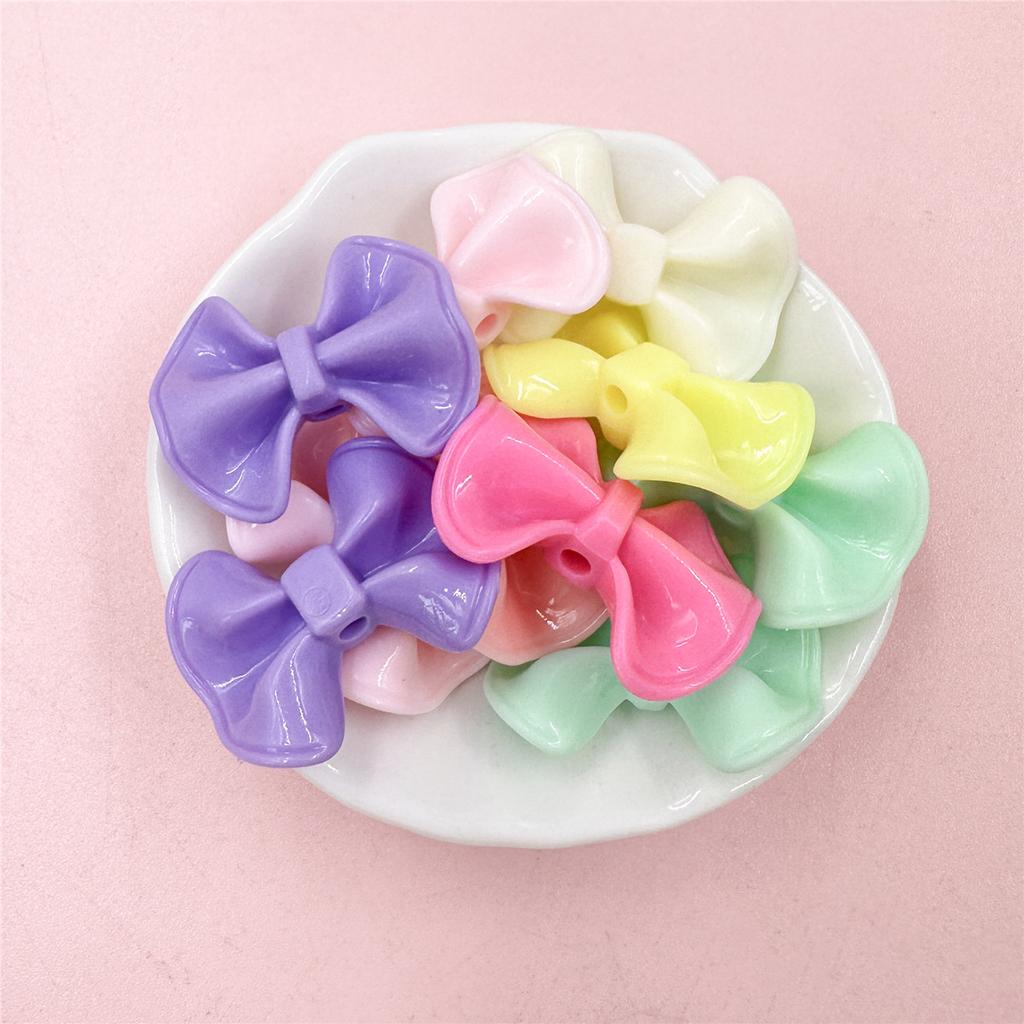 23.2*31mm 10Pcs Candy Color Cream Bow Acrylic Beads Charms DIY Bracelet Necklace Accessories for Jewelry Making