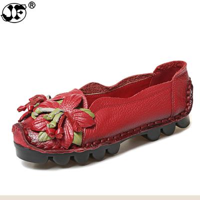 2024 новые туфли на плоской подошве из натуральной кожи, женские мокасины из натуральной кожи, сшитые вручную, гибкие женские туфли с круглым носком и принтом весенних цветов